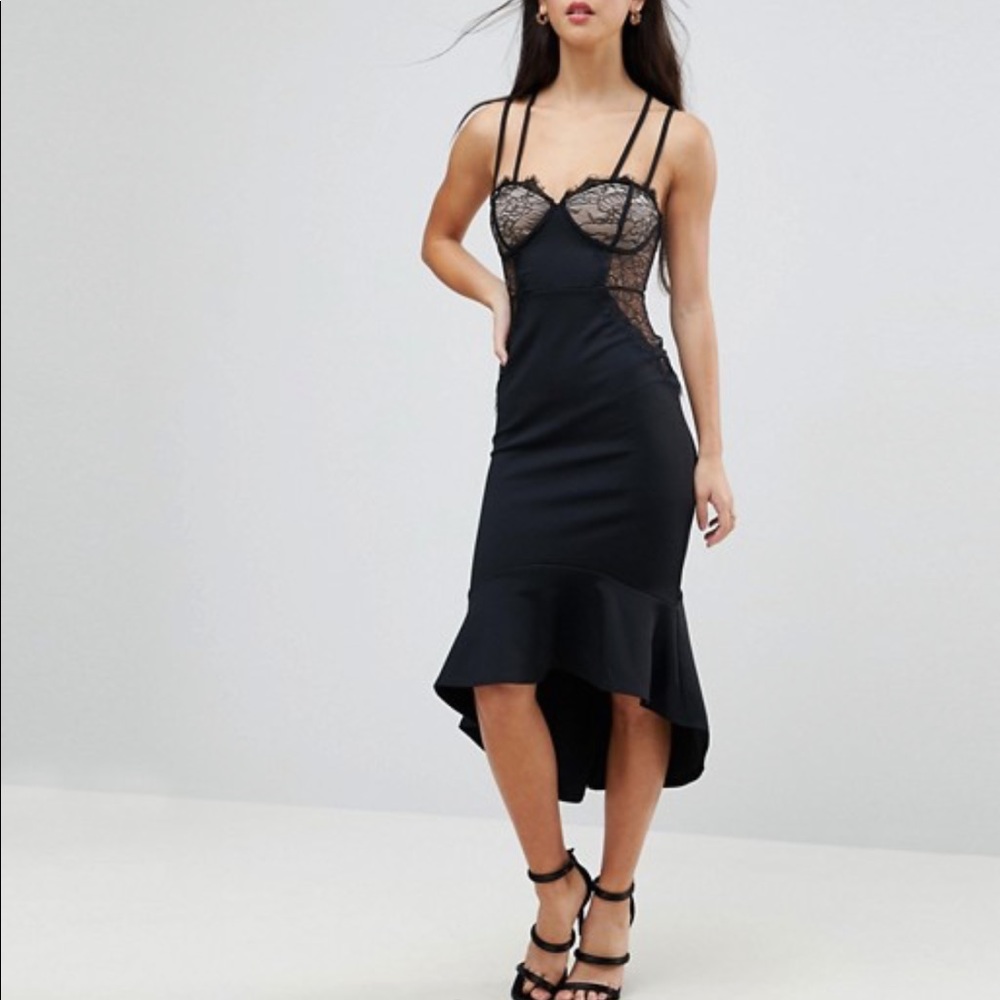 ASOS PETITE Lace Pephem Strappy Bodycon Dress